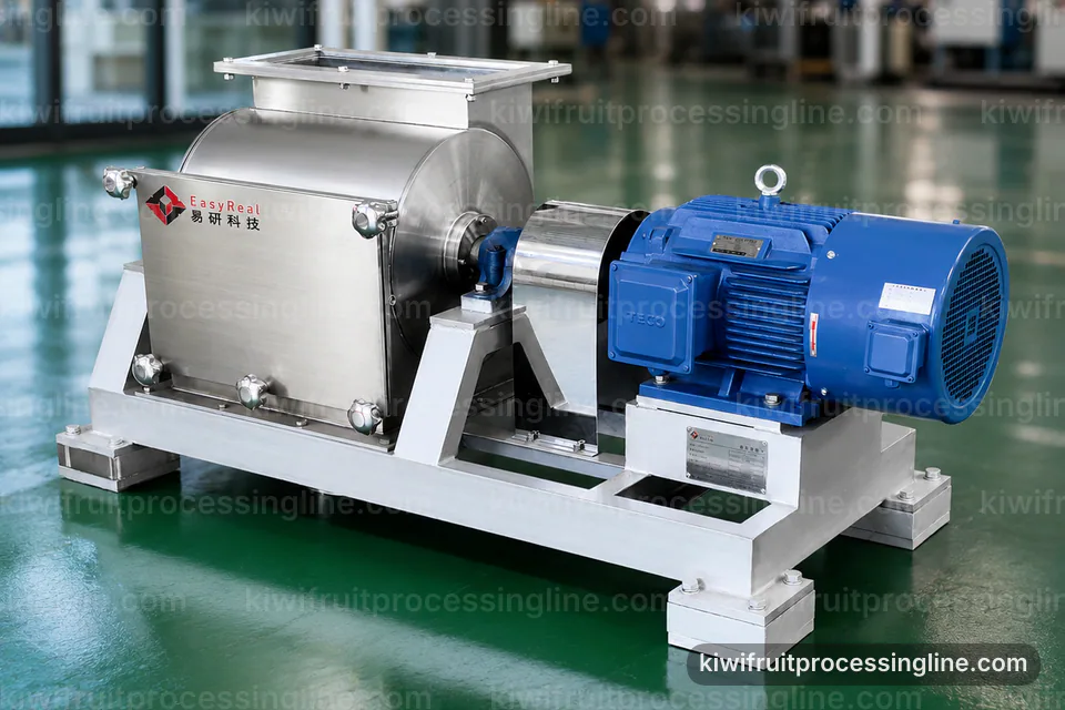 industrial kiwifruit juice and puree line, process scope and configuration: low shear kiwi pulper operating stage