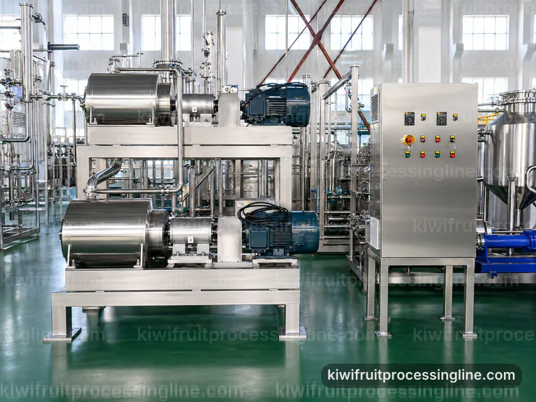 industrial kiwifruit juice and puree line, installation and maintenance: low shear pulping with seed control section connection view