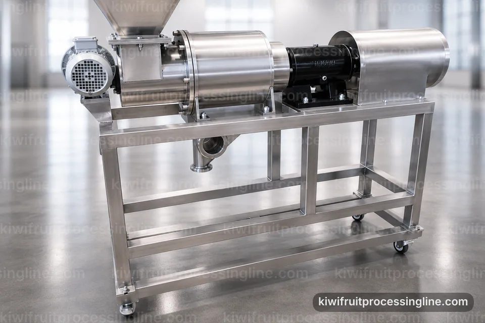 industrial kiwifruit juice and puree line, installation and maintenance: low shear kiwi pulper operating stage