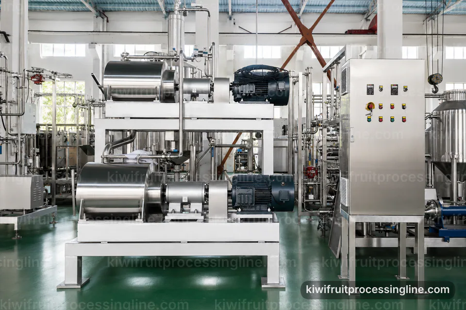 Industrial Kiwifruit Juice And Puree Line: Plant Integration Operating Stage industrial kiwifruit juice and puree line, plant integration: low shear pulping with seed control section operating stage