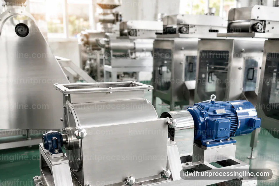 industrial kiwifruit juice and puree line, selection criteria: low shear pulping with seed control section operating stage