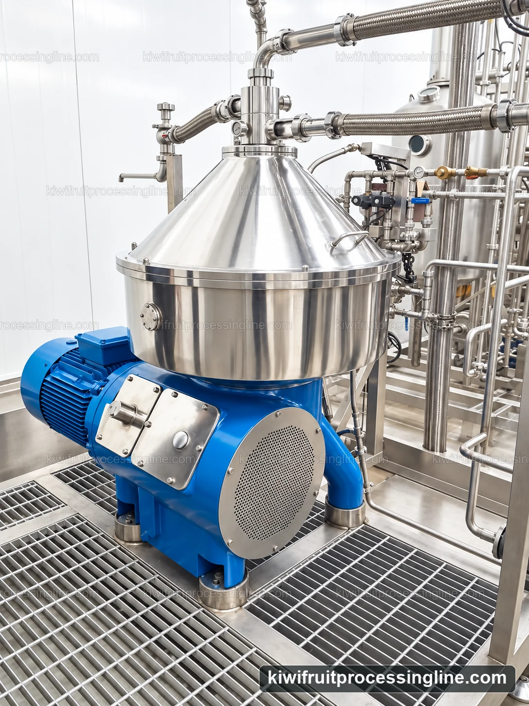 Vertical liquid separation module with external piping and controls